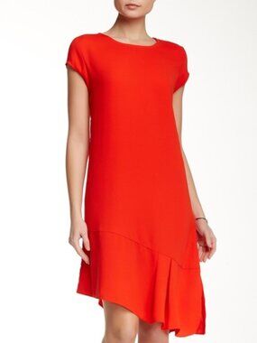 Valette Drop Waist Box Pleat Short Sleeve Dress Size Medium Women's